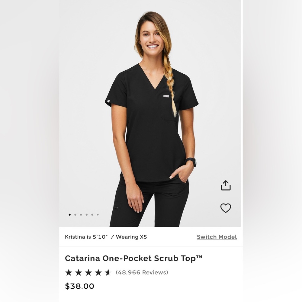 Figs black Catarina one pocket scrub top size L